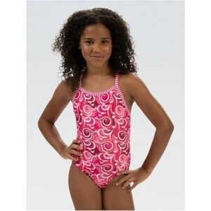 Dolphin Youth Girls Uglies  Red Cascade  Criss Cross Back 1 Piece Swim Sz 14 New